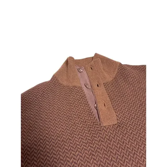 Polo Ralph Lauren Merino Wool Quarter Snap Sweater Mens Medium Brown Preppy - Picture 3 of 5